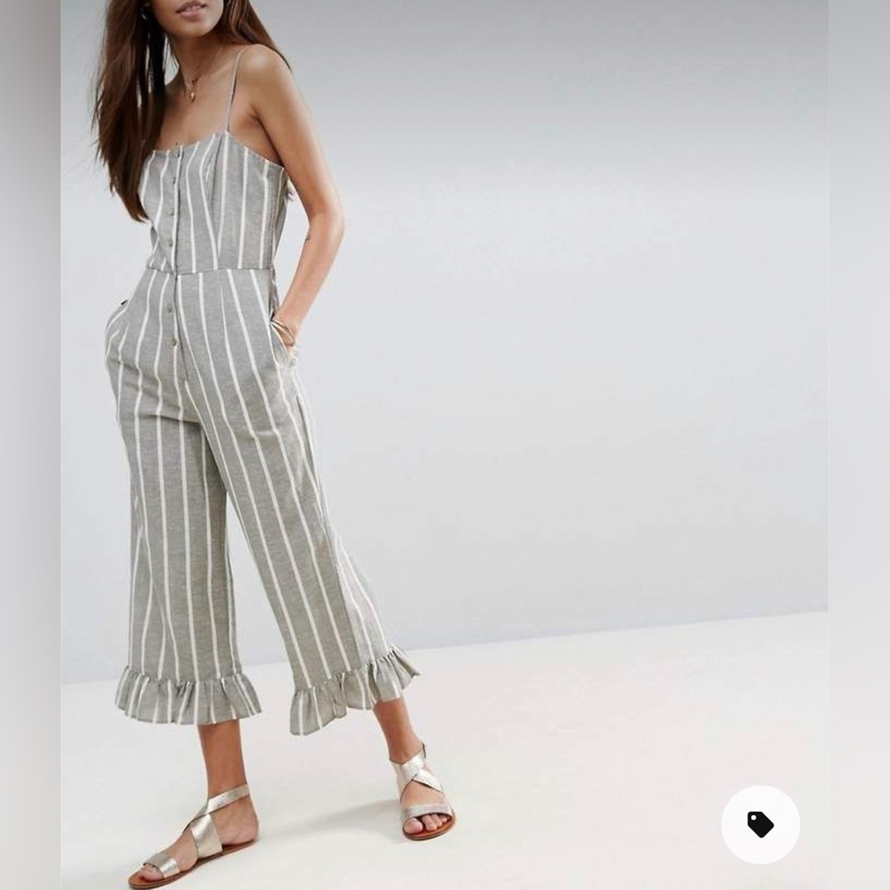 Asos gray and white striped jumpsuit